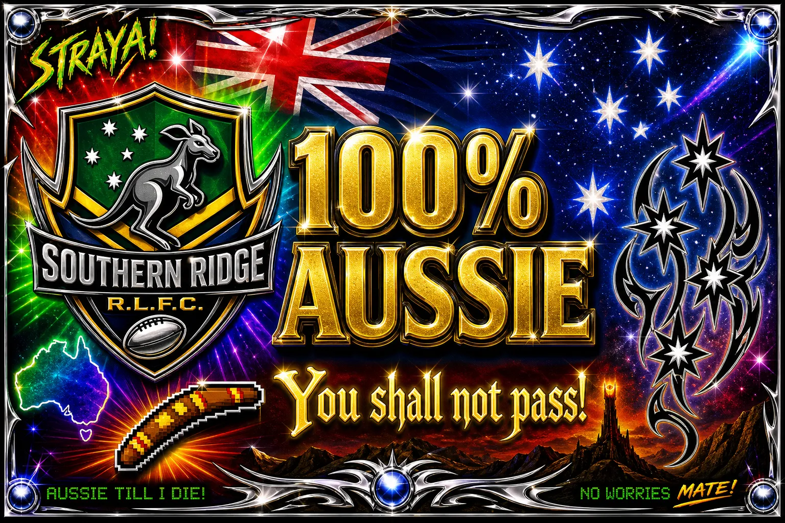 A vBulletin forum signature image with NRL logo, Southern Cross, and Lord of the Rings quote