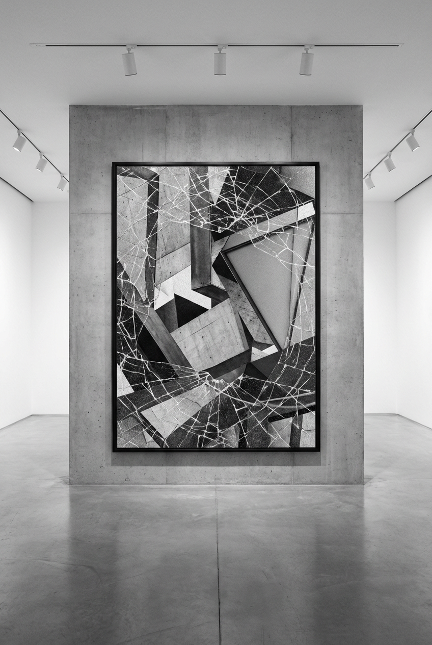 Abstract geometric composition with shattered glass effect