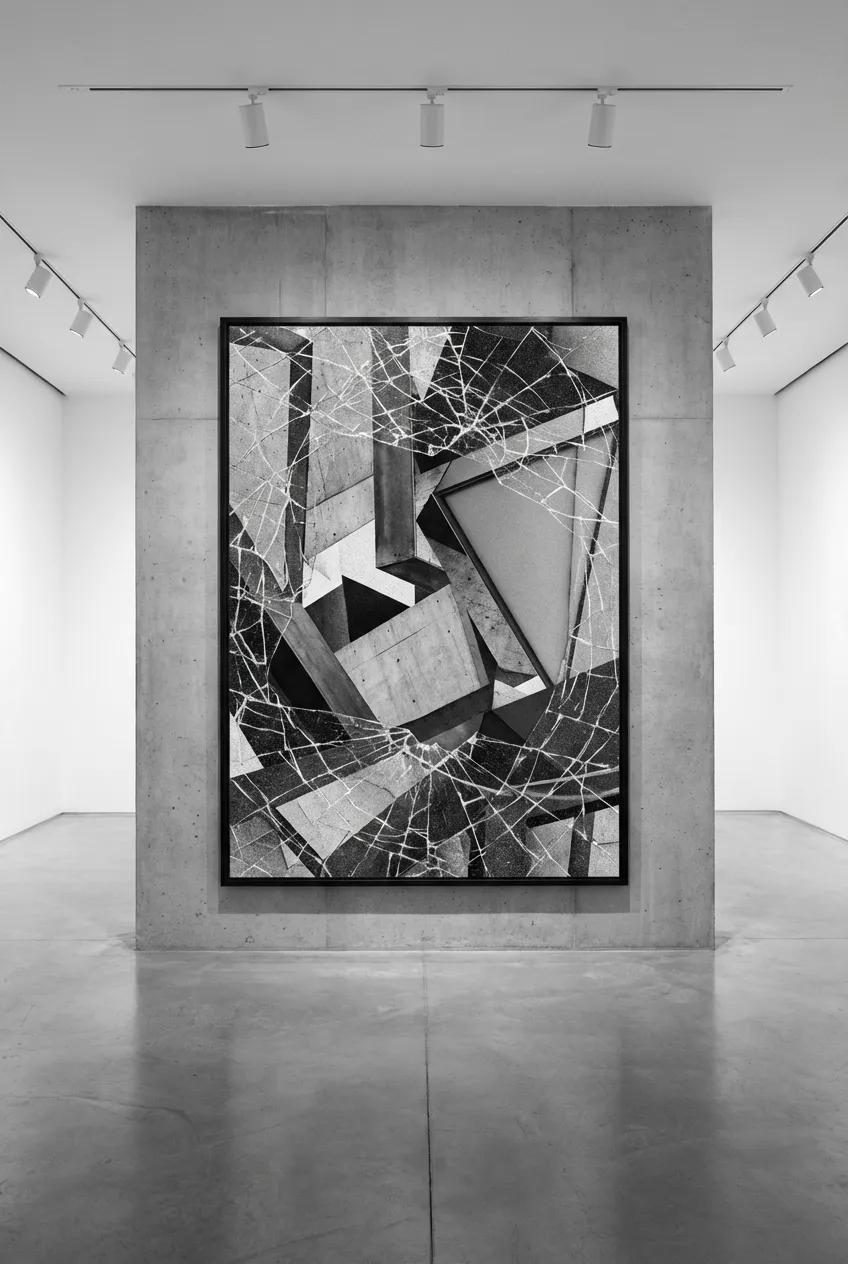 Abstract geometric composition with shattered glass effect