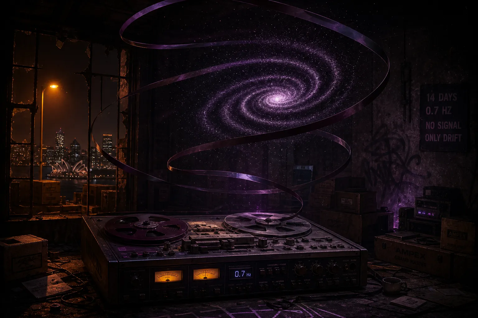 Film reels arranged as celestial bodies in a dark cosmic void