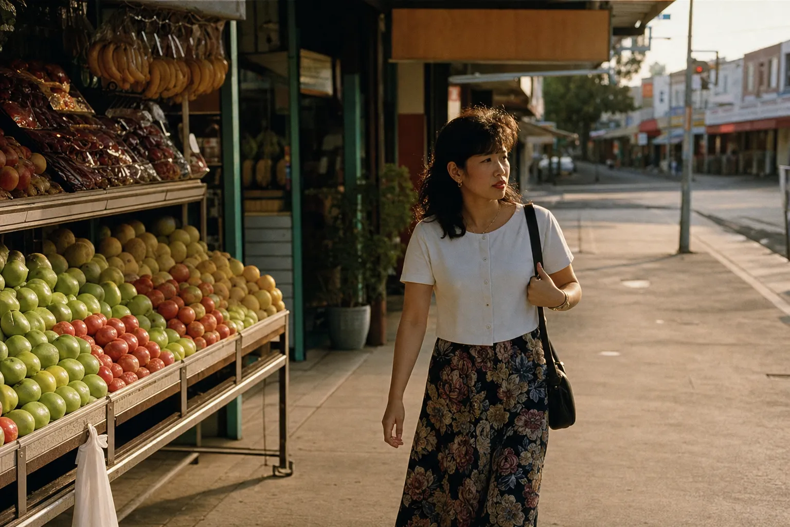 Documentary street photograph of an Asian-Australian woman in Cabramatta, 1995